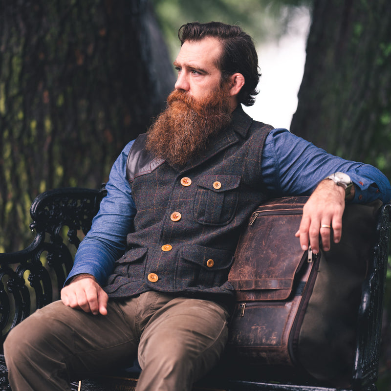 Savage Gentleman Hemingway Collection Ketchum Wool Vest  Everyman Dress Shirt Leather Canvas Backpack