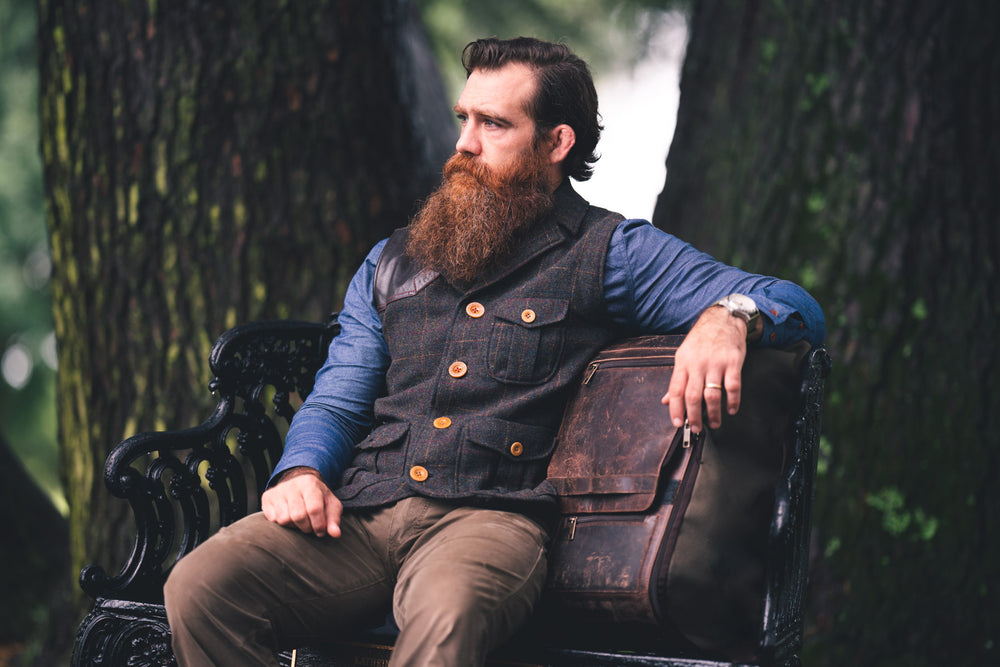 Savage Gentleman Hemingway Collection Ketchum Wool Vest  Everyman Dress Shirt Leather Canvas Backpack