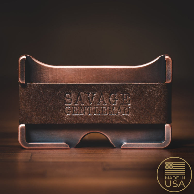 Savage Gentleman Edison copper wallet with antique finish. Made in USA